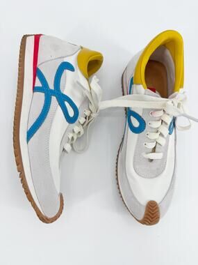 Loewe Ballet Runner Sneakers White Suede Nylon Multicolor Box Size 42 US 9